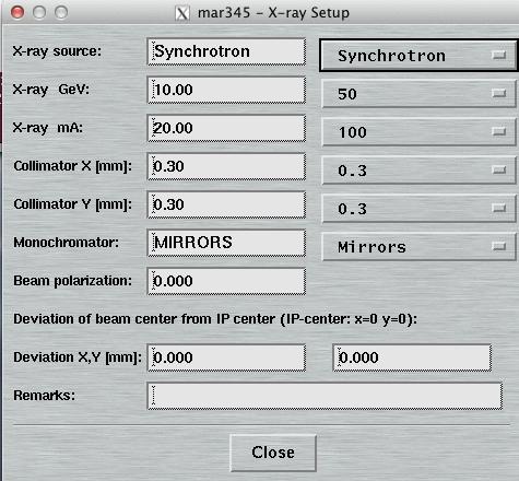 X-ray Setup Window